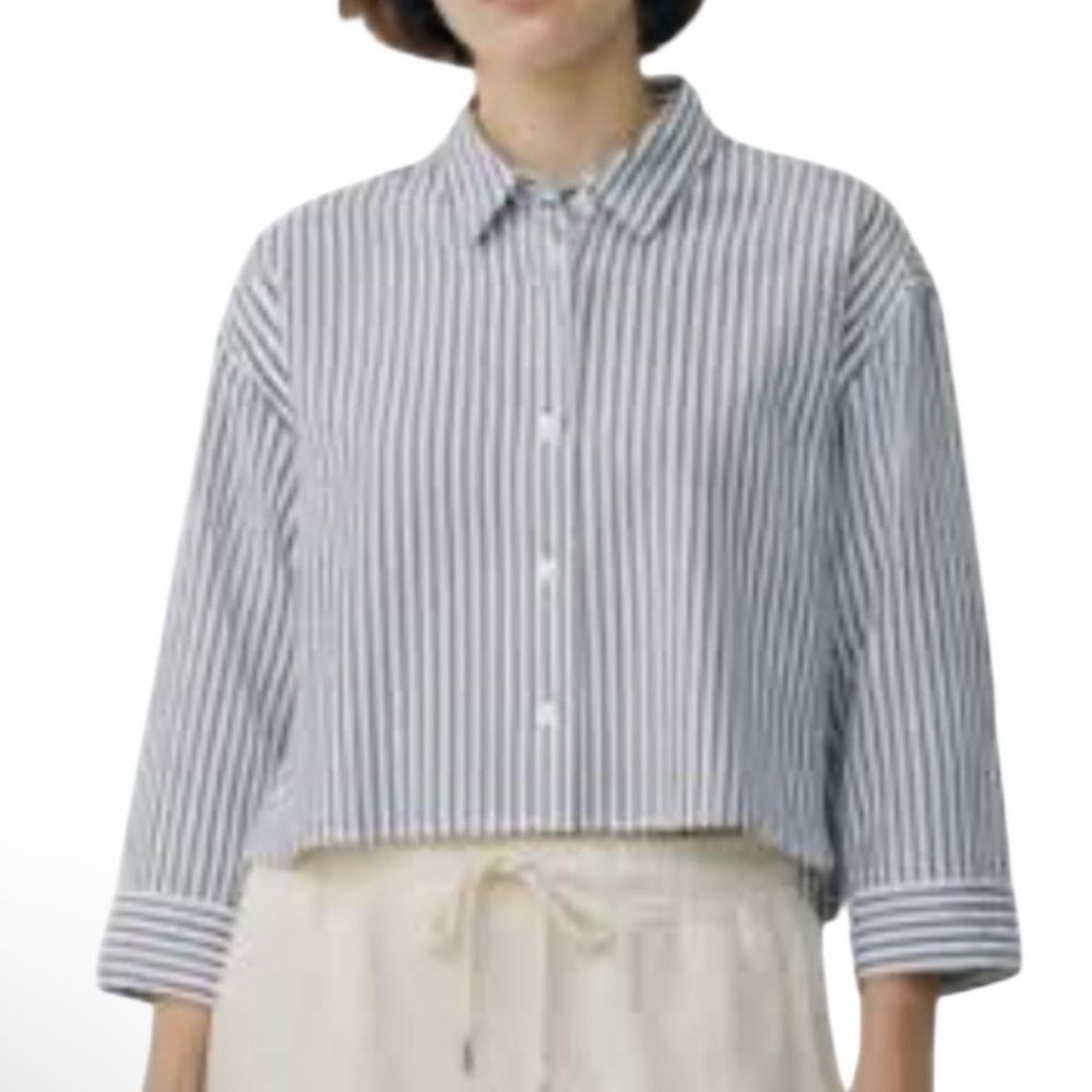 Everlane Boxy Striped Button Front Shirt Size XXS New - Picture 2 of 11